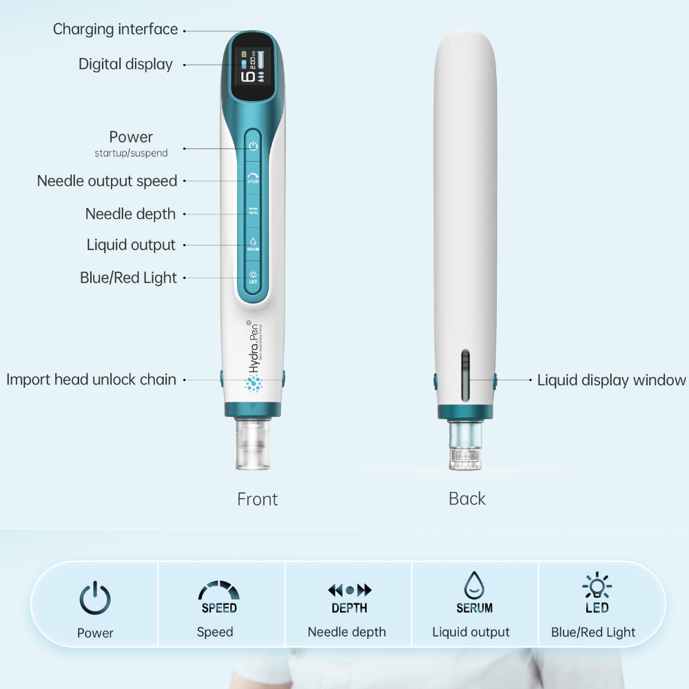 Hydra Pen H6 Bút Microneedling Thẩm Thấu Serum Nâng Cao với Liệu Pháp Ánh Sáng