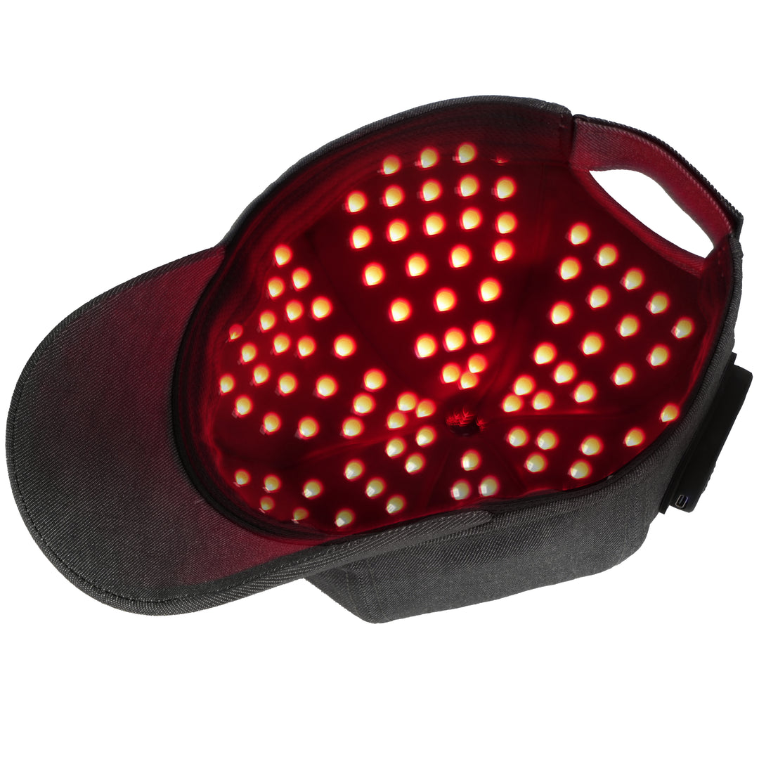 Reboot TravelMax Red LED Light Therapy Laser Cap with light on