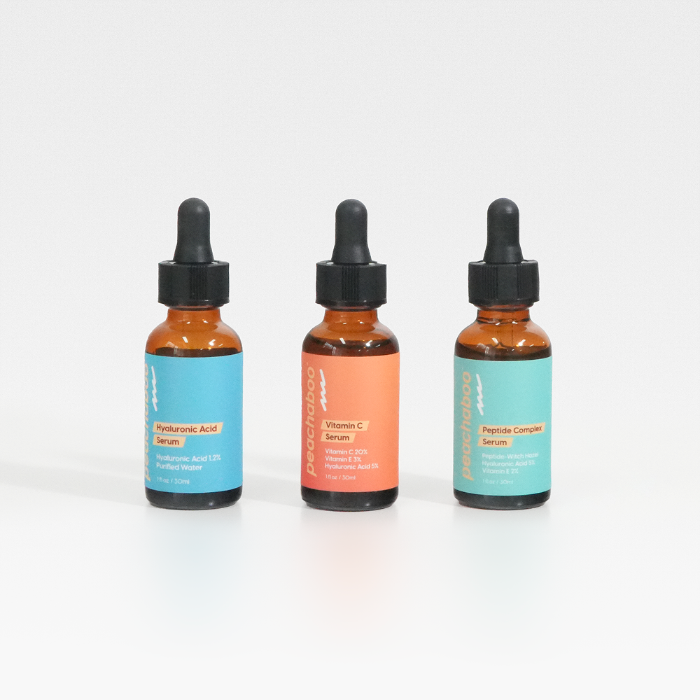 Peachaboo Bộ 3 Serum - Vitamin C, Axit Hyaluronic & Phức Hợp Peptide