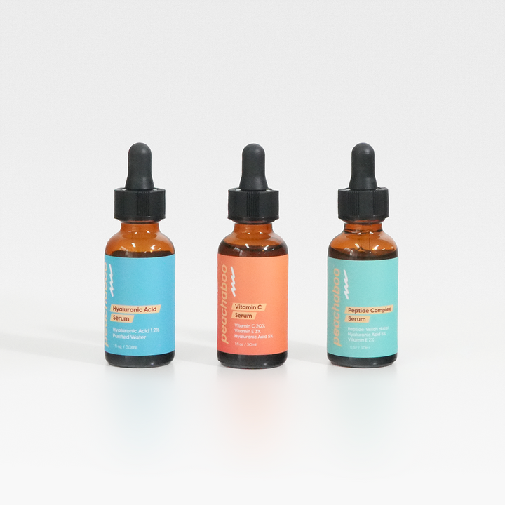 Peachaboo Bộ 3 Serum - Vitamin C, Axit Hyaluronic & Phức Hợp Peptide