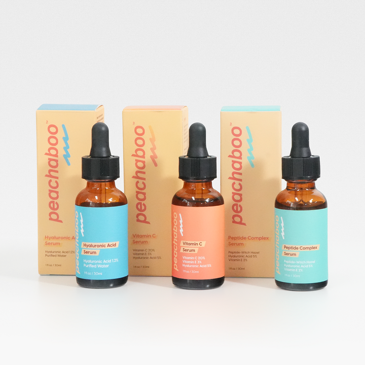 Peachaboo Bộ 3 Serum - Vitamin C, Axit Hyaluronic & Phức Hợp Peptide