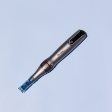 Load image into Gallery viewer, Dr. Pen M8S Microneedling Pen flatlay with two cartridges