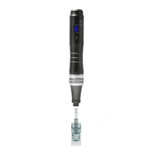 Load image into Gallery viewer, Dr pen M8 black microneedling pen attached to nano green pin cartridge 