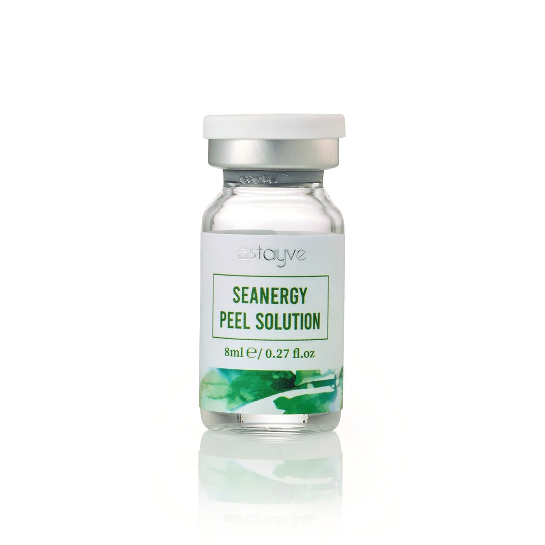 Stayve Seanergy Peel Solution peel single vial with white label and green accents.