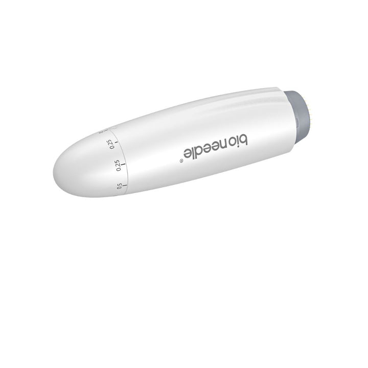 Bio Needle 60-Pin Scalp Derma Stamp side view with adjustable depth dial for customised use