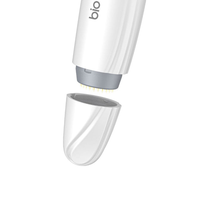 Bio Needle 60-Pin Scalp Derma Stamp with protective cap removed showing gold-plated microneedles