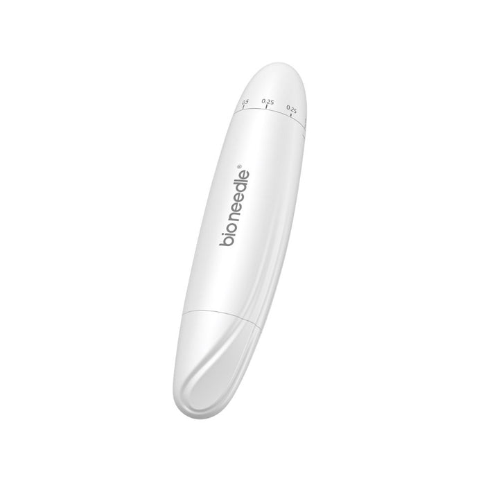 Bio Needle 60-Pin Scalp Derma Stamp with protective cap attached and adjustable needle depth markings