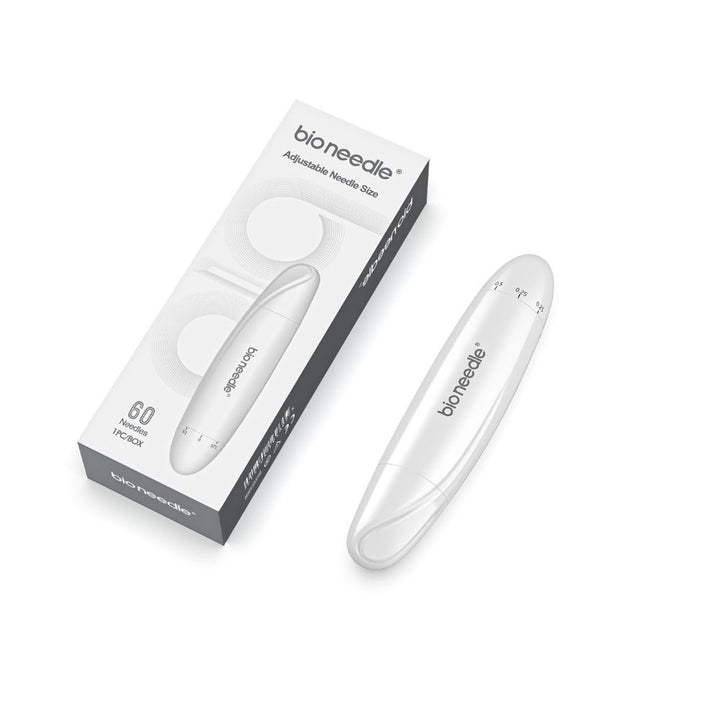 Bio Needle 60-Pin Scalp Derma Stamp beside branded box for hair growth scalp care routines
