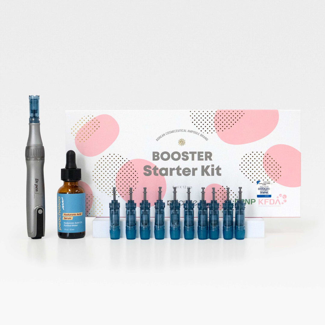 Collection of Dr. Pen M8S Black Friday Glow Up Bundle includes Dr Pen M8S Microenedling Pen, 12-pin Cartridges for M8S (10 pack), Peachaboo Hyaluronic Acid Serum 30ml, Stayve Booster Starter Kit