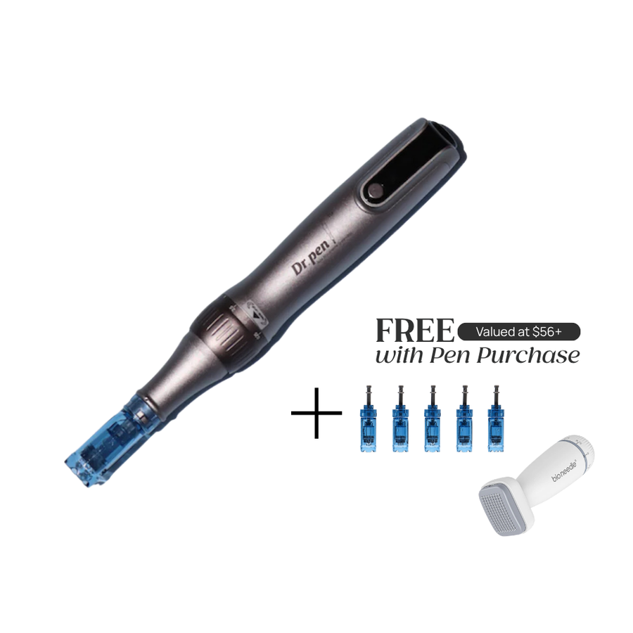 Dr. Pen M8S Microneedling Pen with 'FREE Valued at $56+' includes pin cartridges and Bio Needle Adjustable Derma Stamp Micro Needling Tool For Hair Growth.