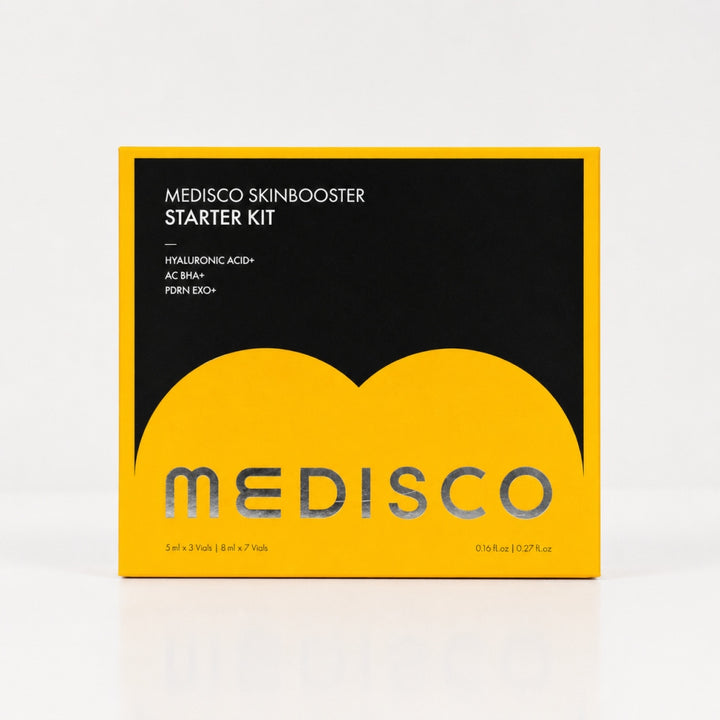 Medisco Skinbooster Starter Kit front box packaging with yellow and black design