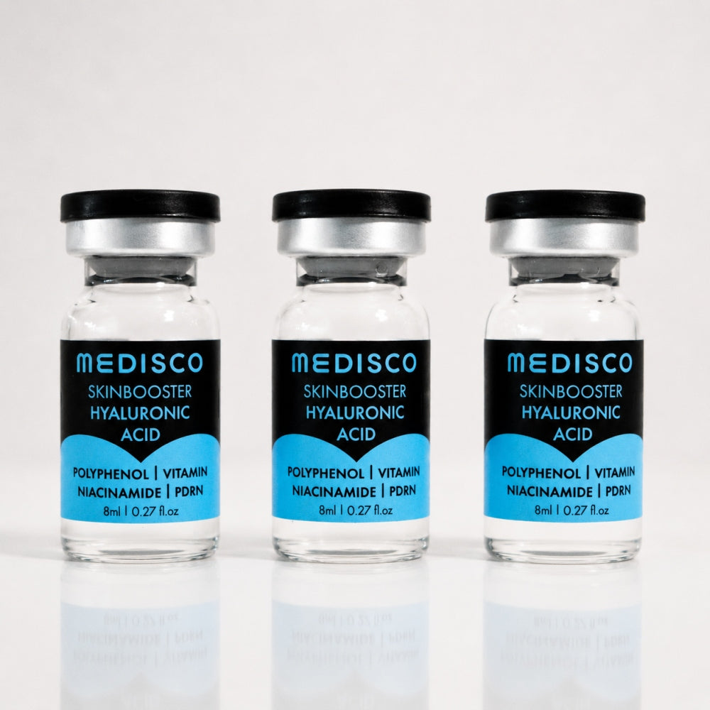 Medisco Skinbooster Hyaluronic Acid three-vial product display