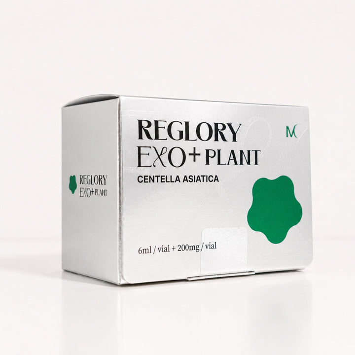 Reglory EXO+Plant Centella Asiatica skin booster silver box packaging angled view