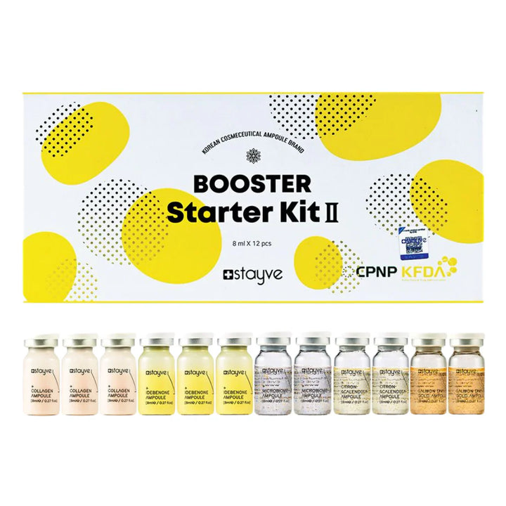 Stayve Booster Starter Kit 2 with Salmon DNA, with the vials displayed at the bottom