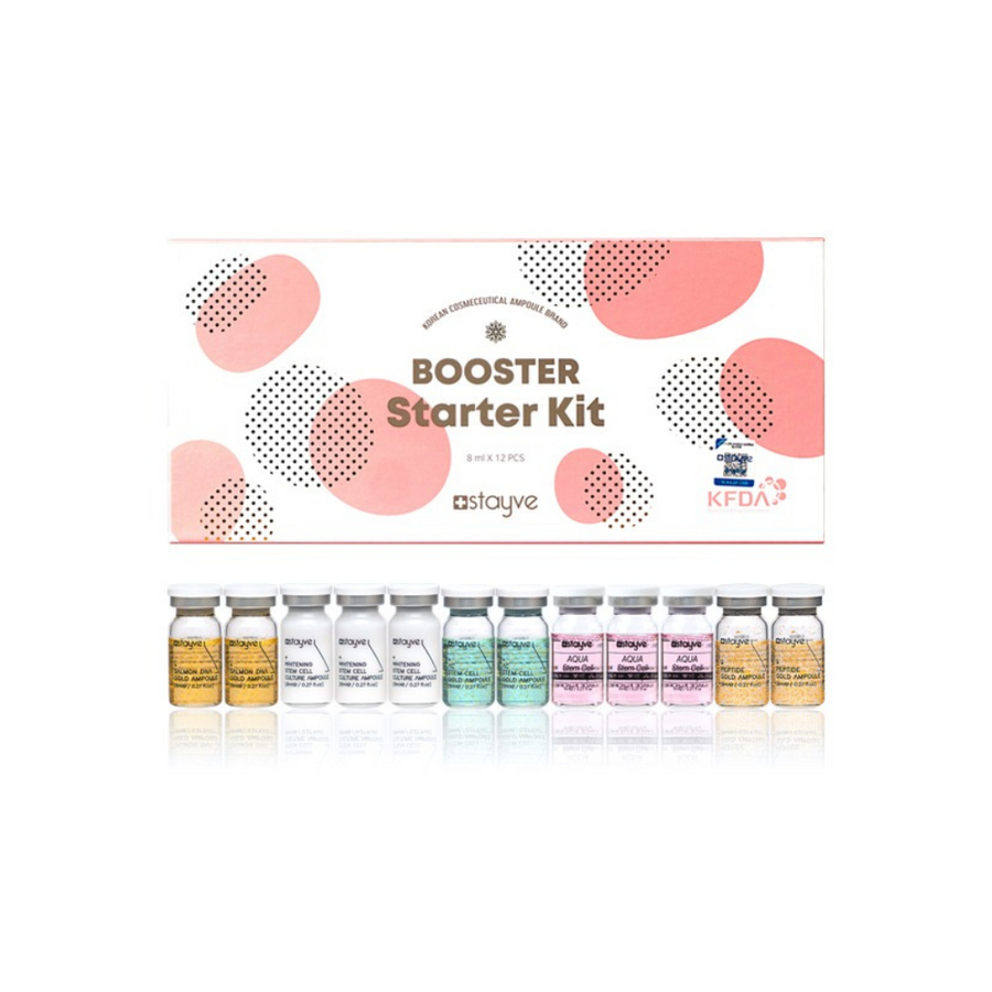 One box of Stayve Booster Starter Kit contains 12x Vial Ampoules (8ml each)