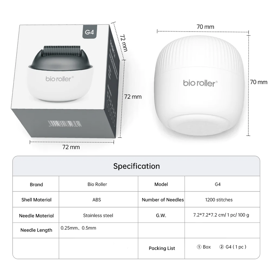 Bio Roller G4 Microneedling for Skin and Hair Growth (1200 Pins) – Dr ...