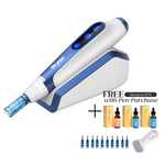 Dr. Pen A11 microneedling pen with free bundle offer valued at $179, including 3 Peachaboo serums, 10 cartridges, and a Bio Needle derma stamp with pen purchase.