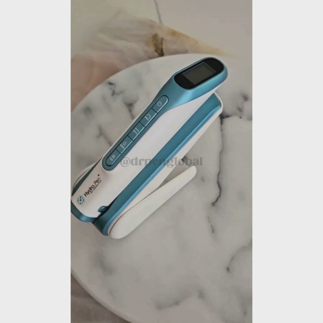 Step-by-step demo of the Dr. Pen H6 microneedling pen, showing depth settings and LED light therapy in use.