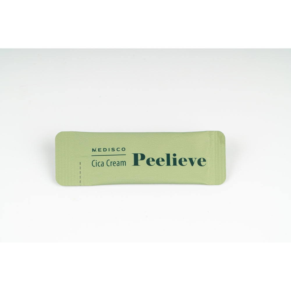 Single Medisco Peelieve Cica Cream 2ml sachet for hygienic skincare aftercare