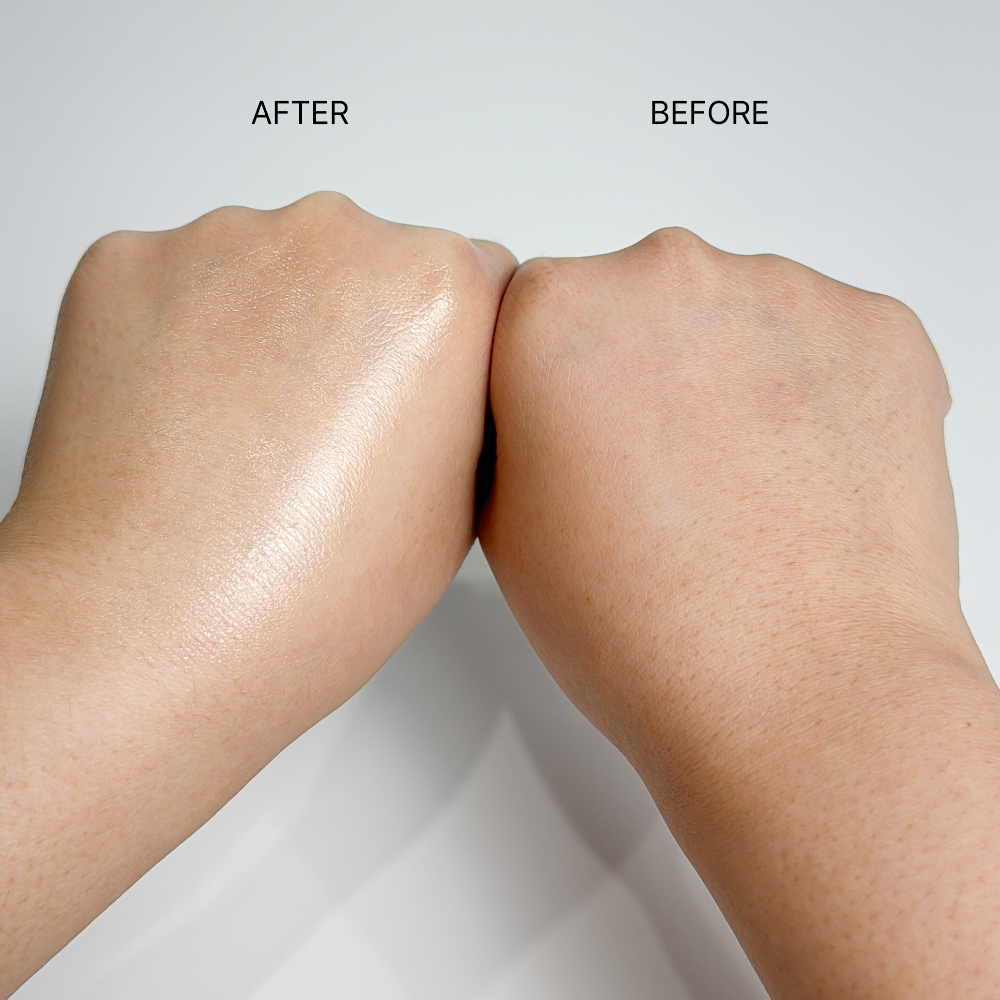 Before and after comparison of a person's hands, showing Medisco Peelieve Cica Cream hydration effect