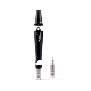 Dr pen A7 microneedling pen with nanoreplacement cartridge side by side